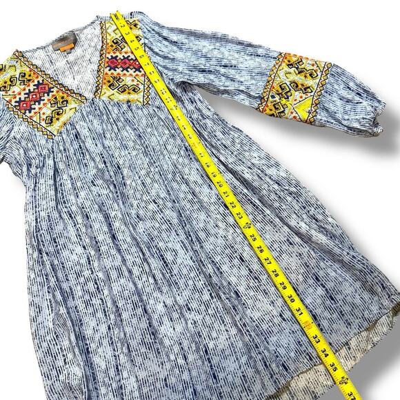 Anthropologie Bhanuni by Jyoti Womens Linne Embroidered Beaded Blue Dress Medium - Picture 8 of 13